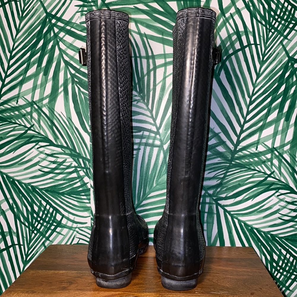 Hunter Boatall Croc Embossed Rubber Wellie Boots Women’s 7 - Picture 8 of 14